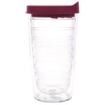 Clear Tumbler With Maroon Lid