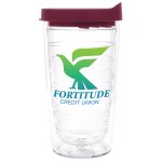 Clear Tumbler With Maroon Lid