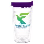 Clear Tumbler With Royal Purple Lid