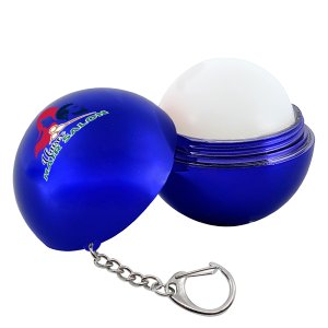 Round Metallic Lip Balm Keychain