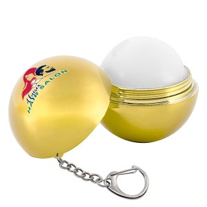 Round Metallic Lip Balm Keychain