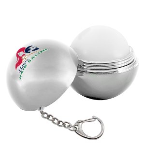 Round Metallic Lip Balm Keychain