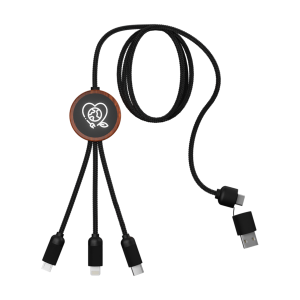Logo Light Up Bamboo Multi-Charge Cable