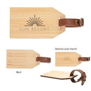 Copper Buckle Bamboo Luggage Tag