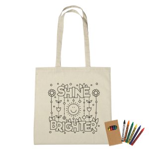 Color-Me Cotton Tote with Crayons