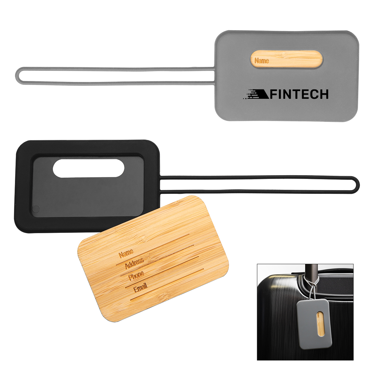 Bamboo & Silicone Luggage Tag