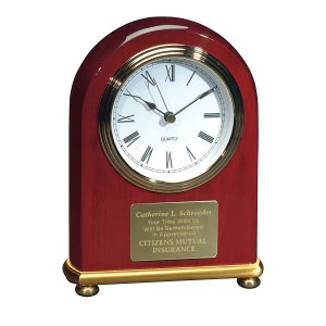 Rosewood Arch Tabletop Clock
